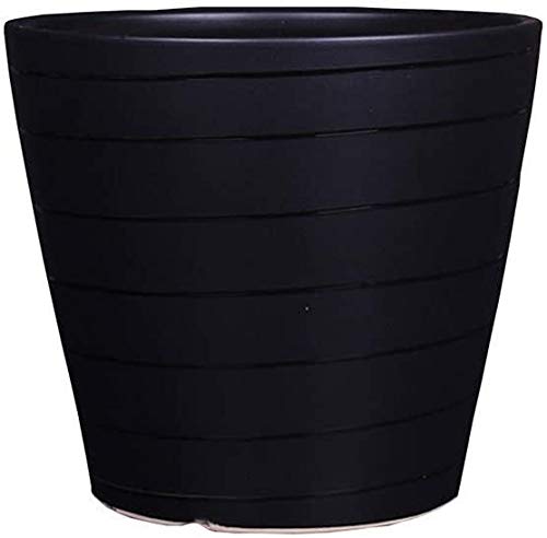 Premium Ceramic Flower Pot with Drainage Tray - Indoor/Outdoor Plant Decor for Home, Office, Tabletop - Breathable Design for Cactus, Succulents, Herbs - Available in Black, White, Gray (X-Large, Black) - Perfect for Living Room, Patio, Garden & Balcony Decor