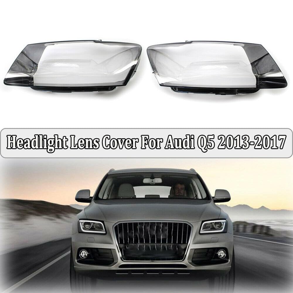 Audi Q5 2013-2017 Headlight Lens Cover Replacement - Clear Headlamp Lenses for Improved Night Visibility & Safety - Perfect for Daily Driving, Road Trips & Off-Road Adventures
