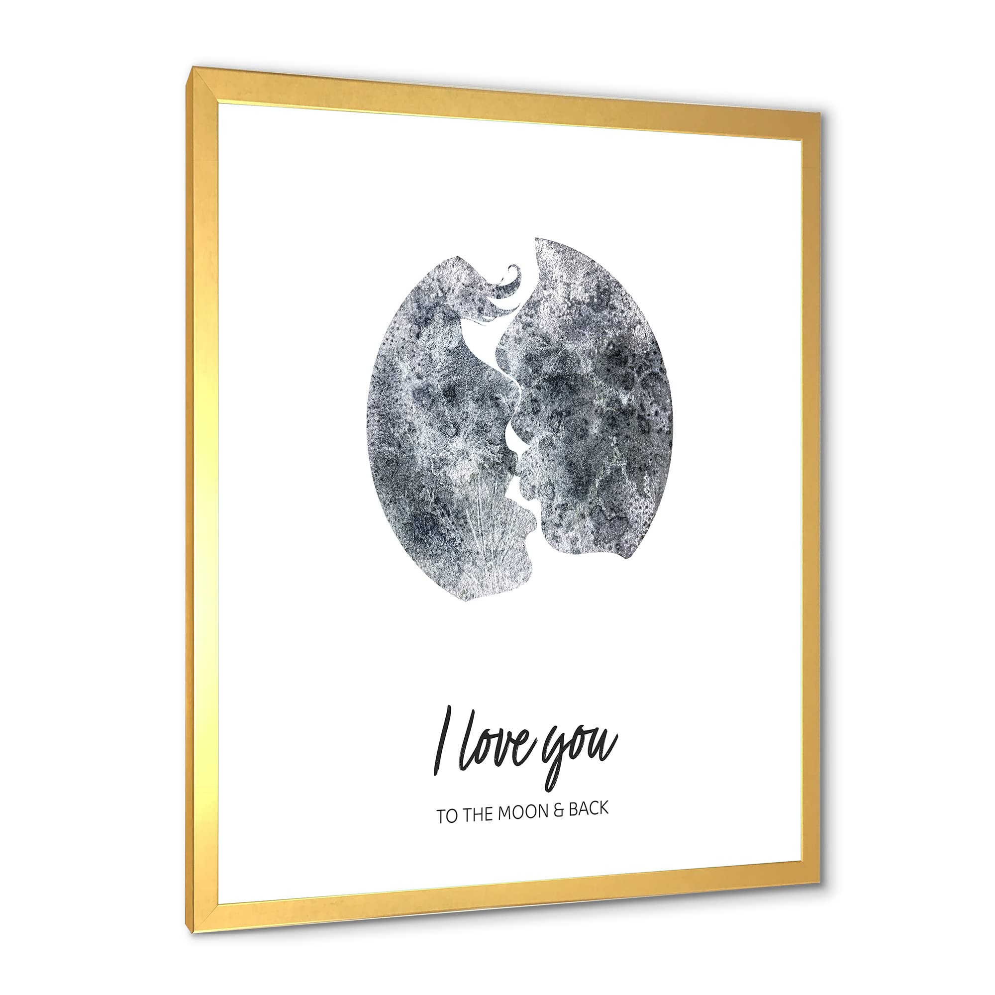 Romantic Moon Kiss of Two Lovers - Modern Framed Wall Art Decor for Bedroom, Living Room & Office - Perfect Couple Gift for Valentine's Day & Anniversary