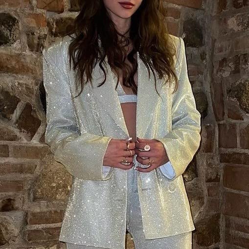Sparkly Sequin Blazer for Women - Glam Party Clubwear & Streetwear Outfit - Perfect for Nightclubs, Bachelorette Parties & Evening Events