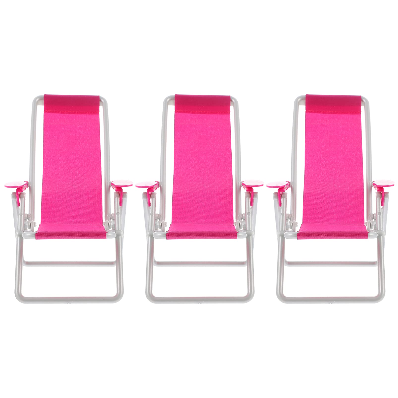 Toyvian 3-Piece Miniature Foldable Beach Chair Set - Dollhouse Furniture, Mini Deck Chair, Lounge Chair for Dolls - Perfect for Beach Scenes, Poolside Decoration & Dollhouse Accessories