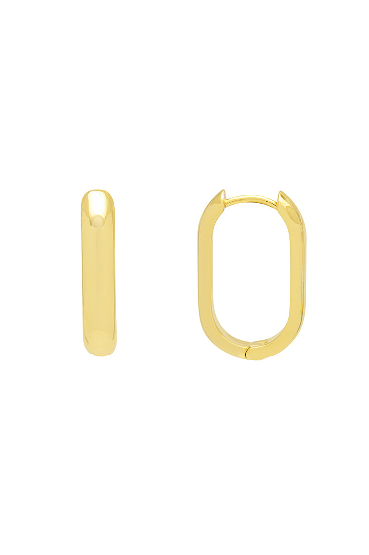 14K Gold Plated Smooth Oval Hoop Earrings for Women - Classic Elegant Dangle Earrings for Everyday Wear, Parties & Special Occasions | EBE5410G