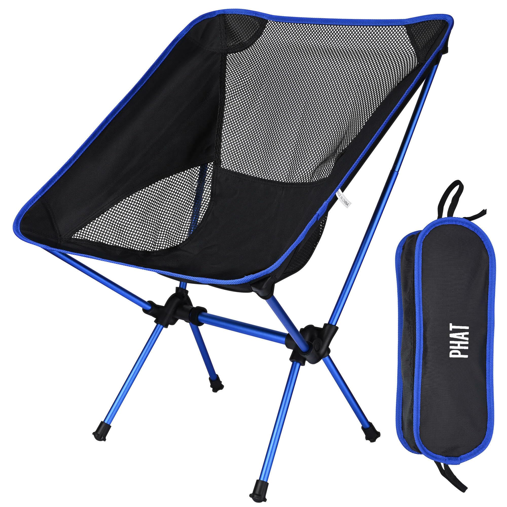 PHAT Portable Folding Camping Chair - Lightweight Moon Chair for Outdoor, Hiking, Picnic & Backpacking - Compact Lawn Chair with Carry Bag for Easy Travel & Storage | Perfect for Beach, Park, and Camping Trips