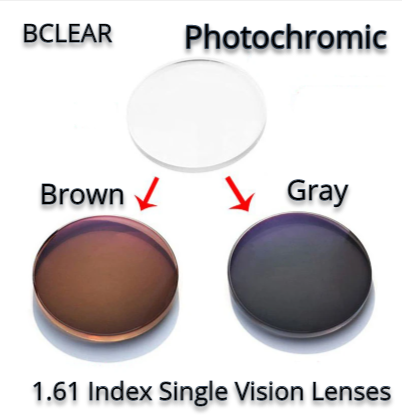 BCLEAR 1.61 Index Single Vision Photochromic Lenses - Clear to Dark Transition Glasses for Indoor & Outdoor Use - Perfect for Driving, Reading & Daily Activities