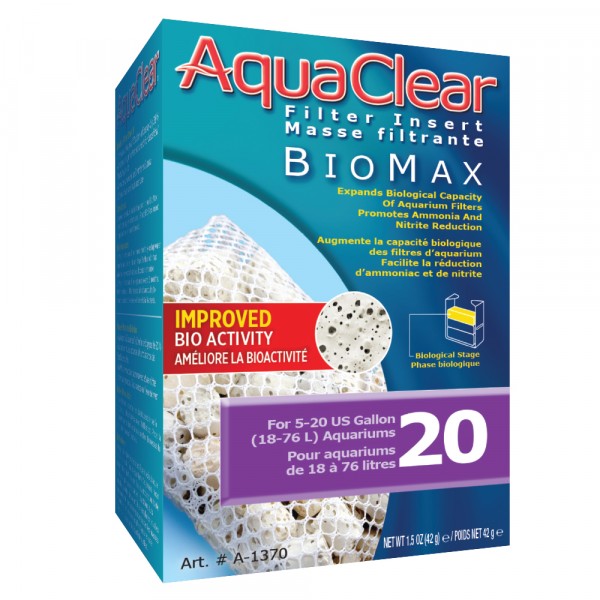 AquaClear 20 BioMax Replacement Filter Insert - High Performance Biological Filtration for Freshwater Aquariums - Perfect for Betta Fish Tanks, Community Aquariums & Planted Tanks