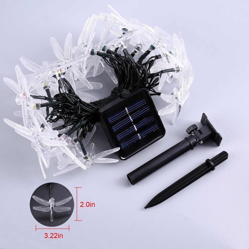 30 LED Solar Dragonfly String Lights - 20FT/6M Waterproof Outdoor Fairy Lights for Garden, Patio, Lawn, Christmas & Holiday Decorations (Purple) - Perfect for Backyard Parties, Wedding Decor & Landscape Lighting