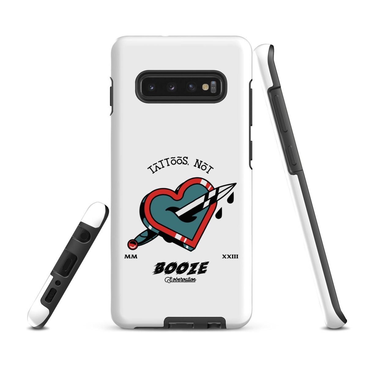 Tattoos Not Booze Heart Design Samsung Tough Phone Case - Durable Protective Cover for Galaxy S23/S22/S21 - Perfect for Tattoo Lovers & Nightlife