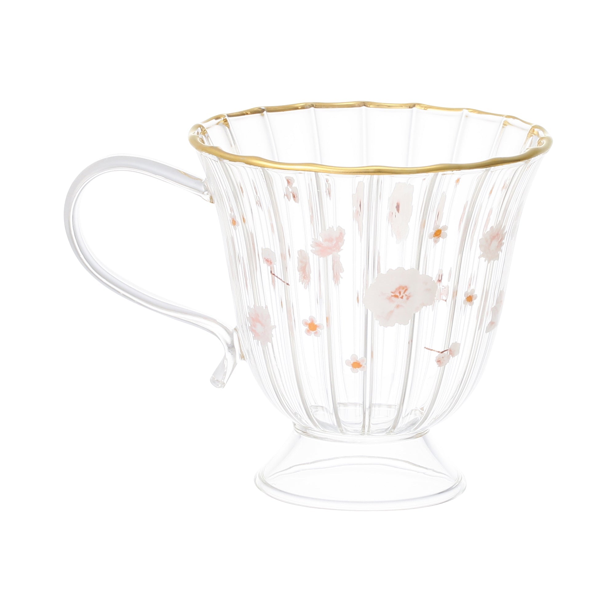 Elegant White Floral Frill Glass Mug - Perfect for Coffee, Tea & Home Decor