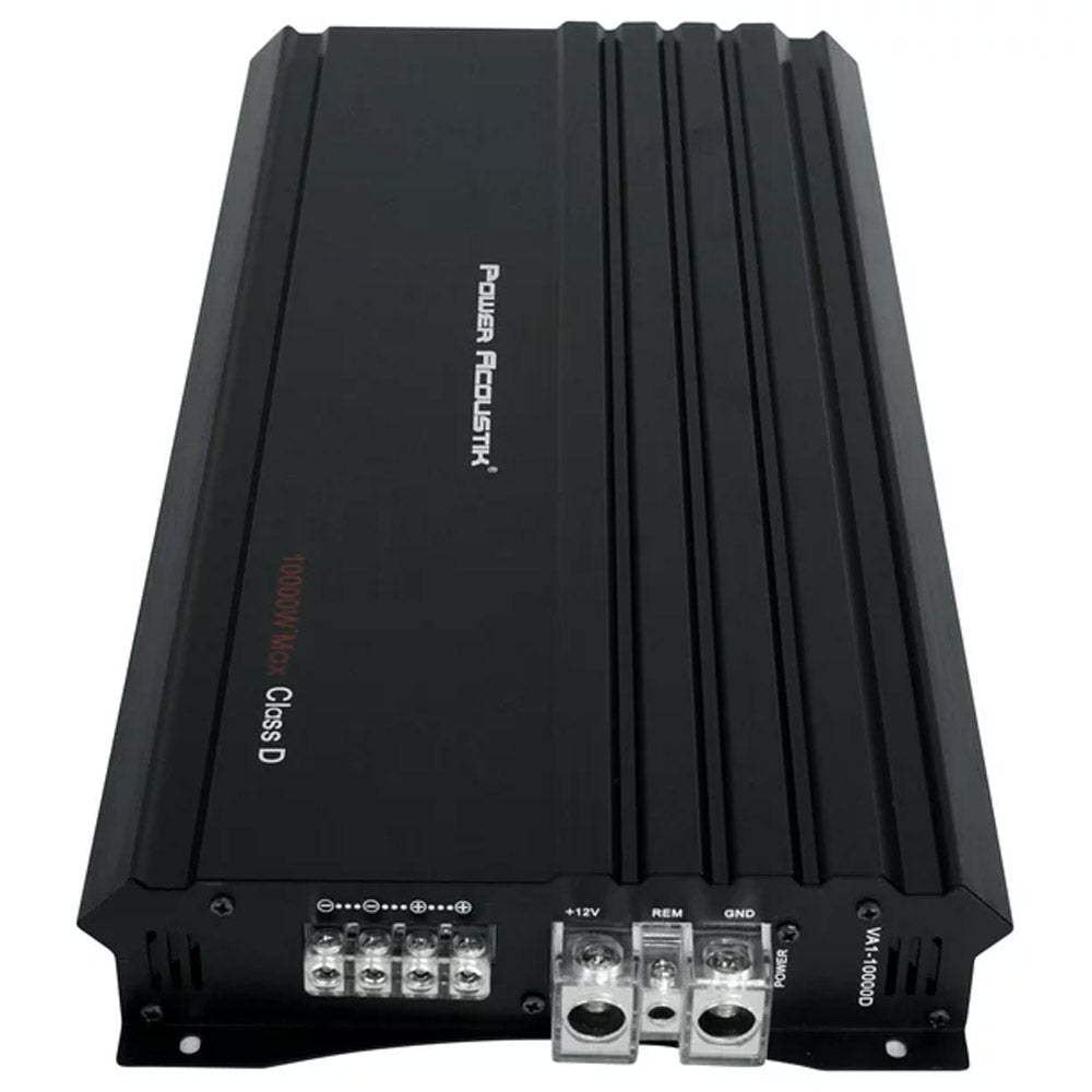 Power Acoustik VA1 10000D 10000W Mono Block Class D Car Amplifier with Bass Remote - High Power Audio System for Car, Truck & SUV Stereo Upgrade