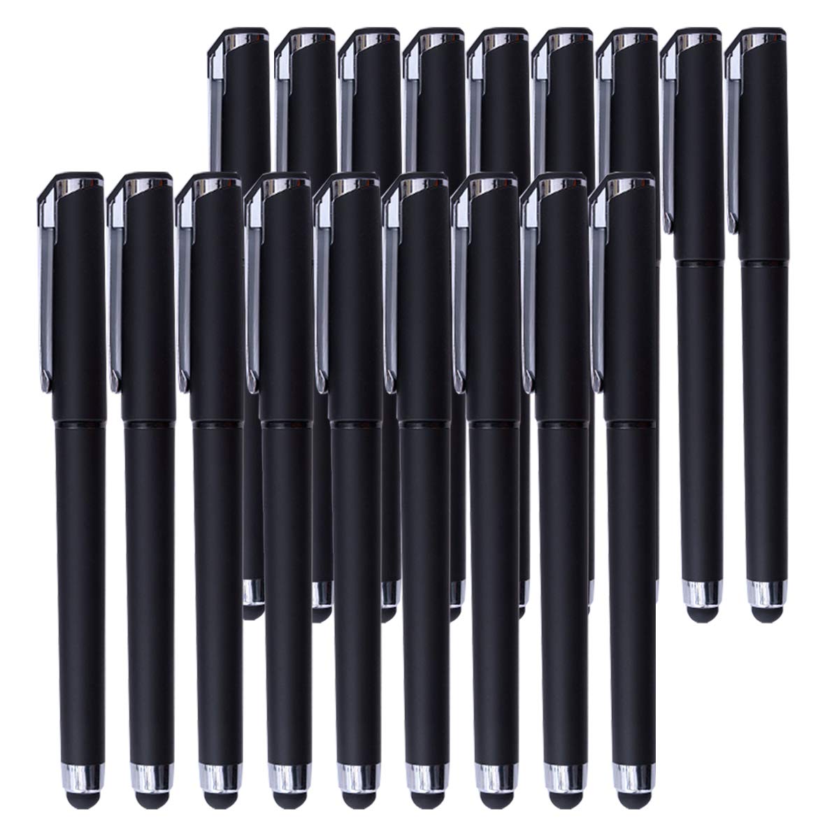 Premium 1.0mm Black Gel Ink Rollerball Pens - 2-in-1 Stylus & Medium Point Writing Pens - 18 Pack for Office, Journaling & Note Taking - Smooth Writing Gel Pens for Professionals & Students