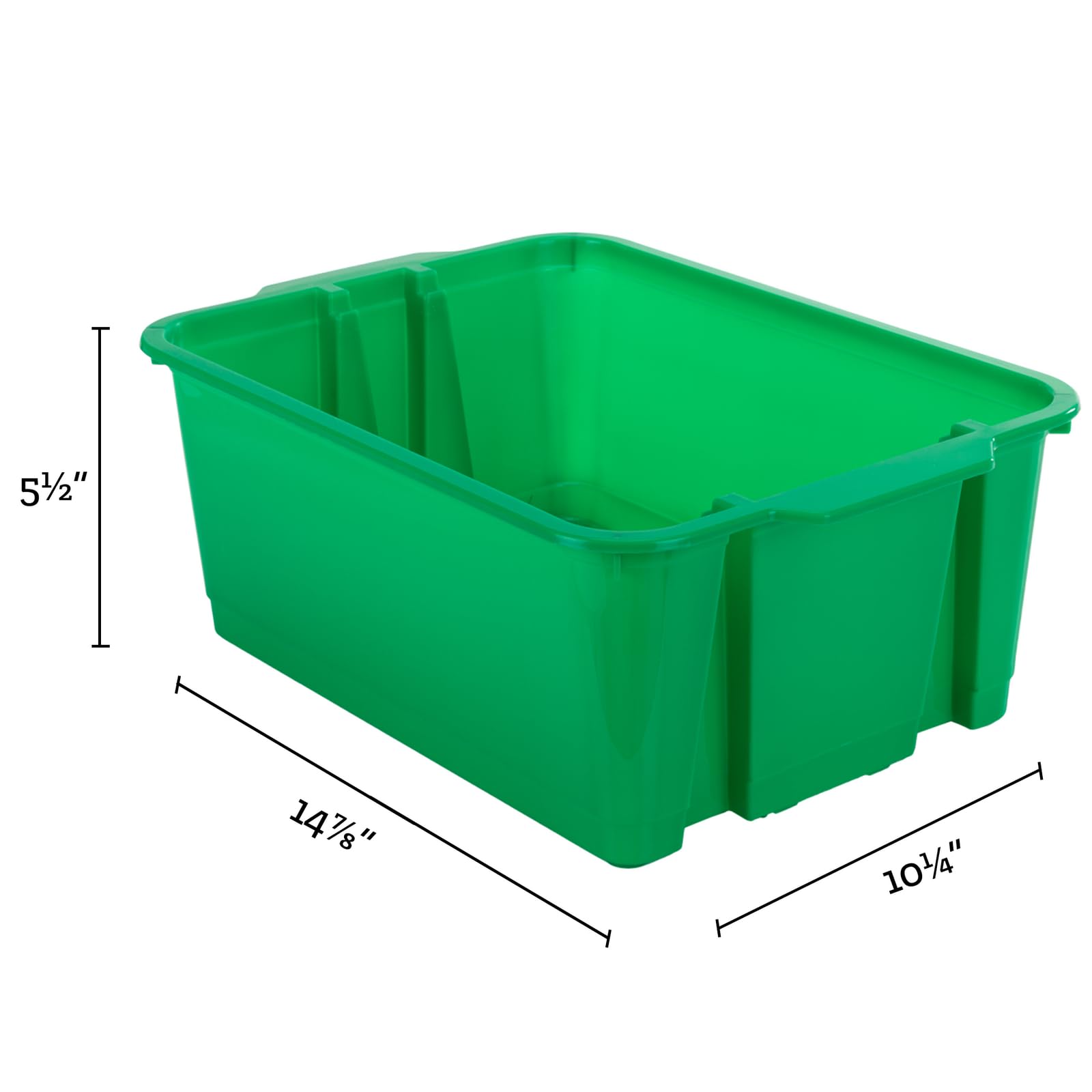 Stackable Plastic Book & Organizer Bins - 12-Pack Green Classroom Storage Baskets | Durable Colorful Book Bins for School, Office & Home Organization | Perfect for Books, Toys & Supplies