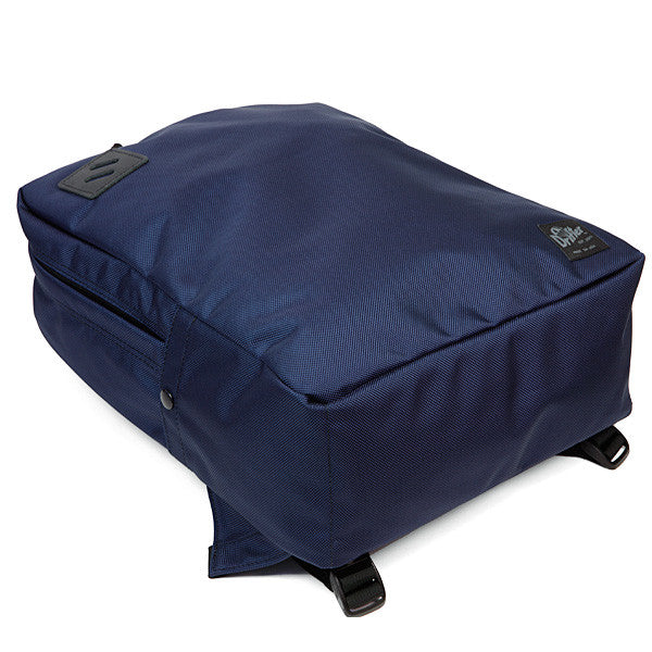 Drifter Square Pack Backpack - Navy & Black Leather - City Line - Made in USA - Perfect for Urban Commuting, Travel & Everyday Use