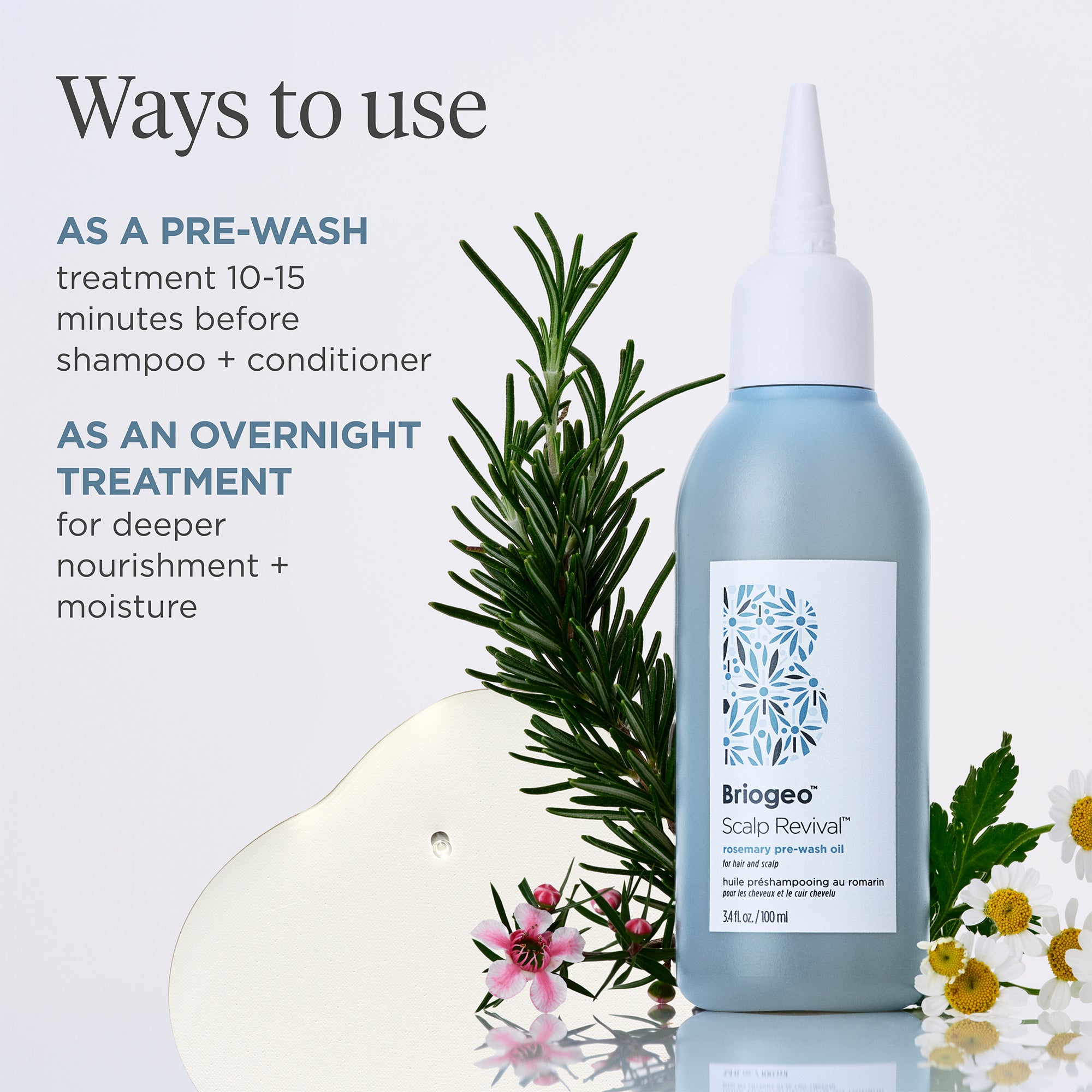 Scalp Revival Rosemary Pre Wash Oil for Hair Growth & Scalp Care - Natural Hair Treatment for Dry Scalp, Dandruff & Itch Relief | Perfect for Pre-Shampoo Routine & Deep Conditioning
