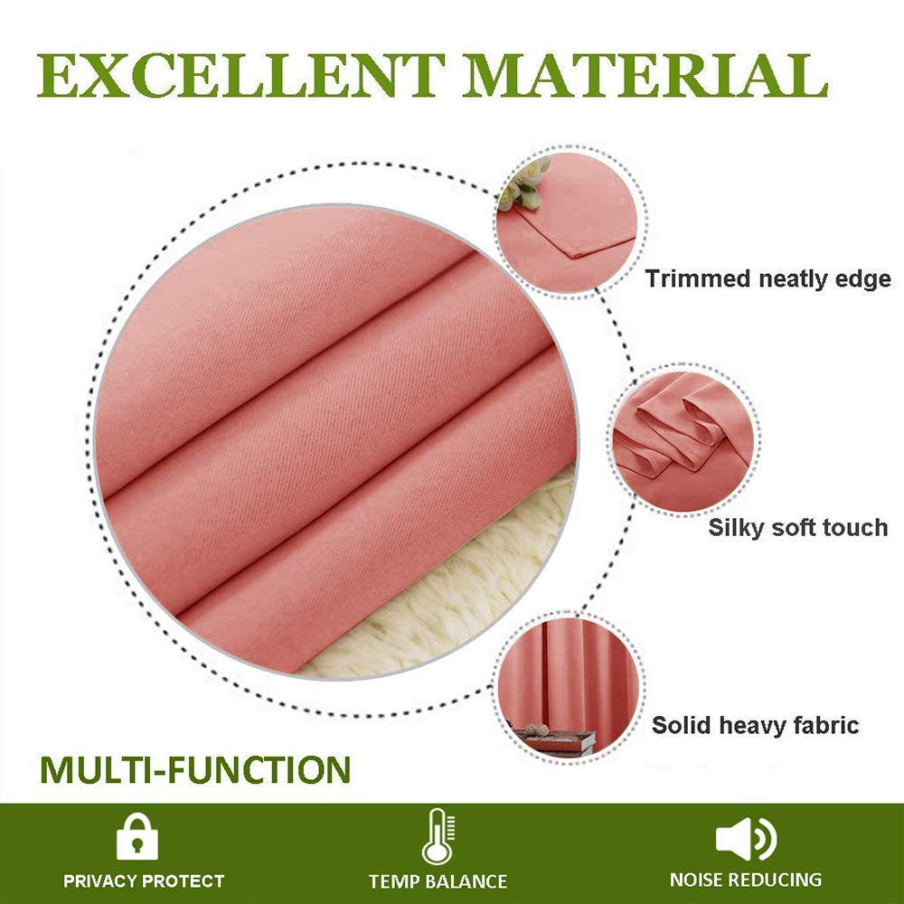 Blackout Curtains 52x63 Inch - Double Pinch Pleated Room Darkening Drapes, 100% Polyester Thermal Insulated Window Treatments with Bonus Tiebacks (Blush, 2 Panels) for Bedroom, Living Room & Home Theater