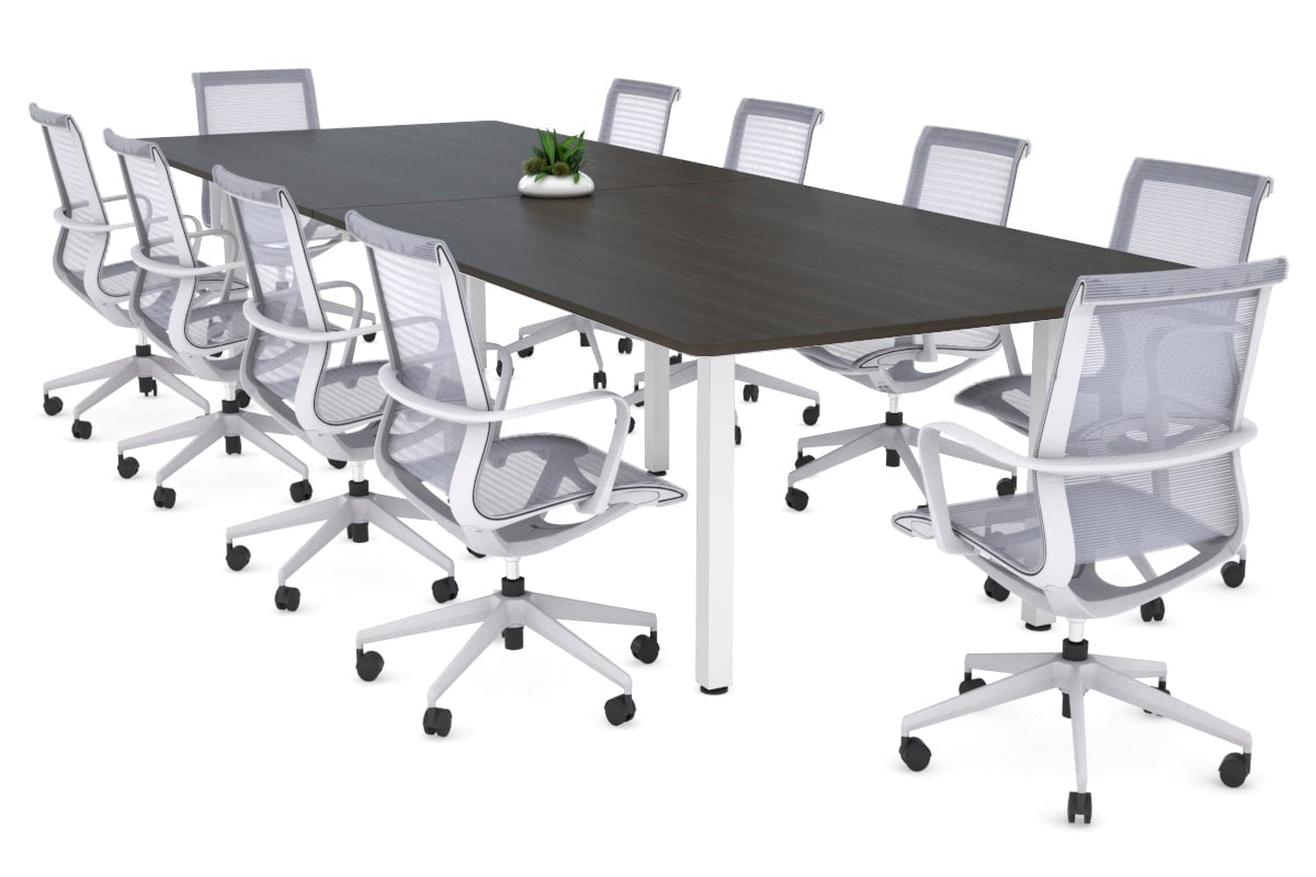 Modern Boardroom Table with Quadro Square Legs & Rounded Corners - 3200L x 1100W - Perfect for Executive Offices, Conference Rooms & Professional Workspaces