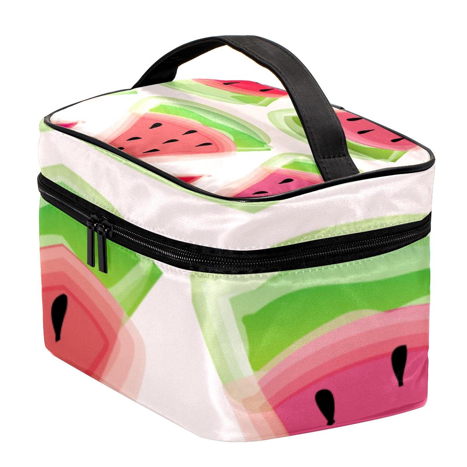 Watermelon Fruit Pattern Waterproof Travel Makeup Bag - Large Cosmetic Organizer with Zipper for Women & Girls | Perfect for Vacation, Gym & Daily Essentials Storage