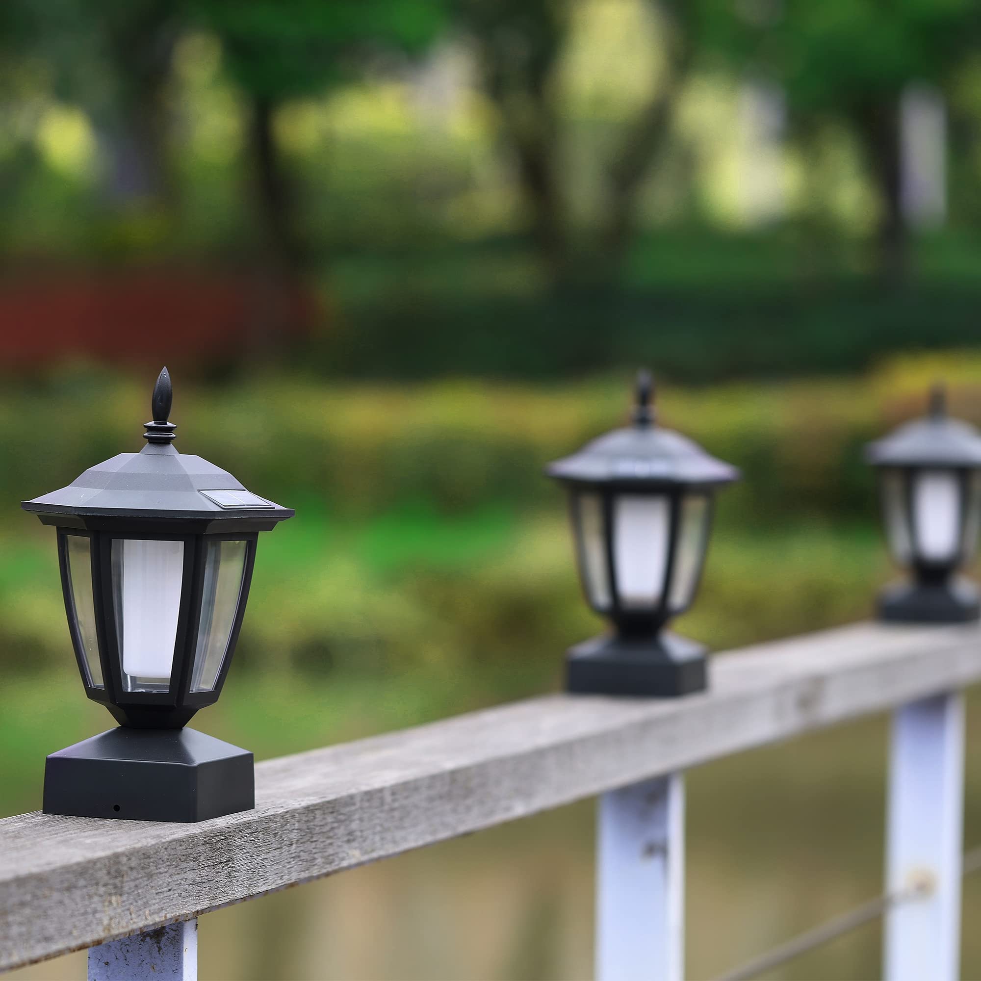Dynaming Solar Flame Post Lights Outdoor - 6 Pack Waterproof Flickering LED Lanterns for Garden, Deck, Patio | Solar Powered Fence Post Cap Lights Fit 4x4, 5x5 or 6x6 Wooden Posts | Perfect for Pathway Lighting, Backyard Ambiance & Evening Gatherings