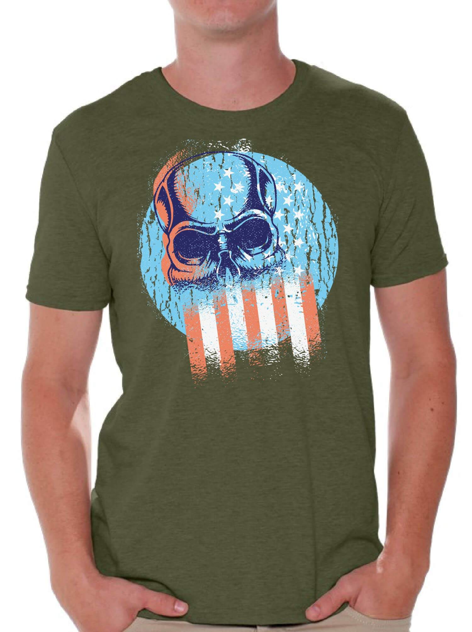 Skull & American Flag T-Shirt for Men | Patriotic Graphic Tee - Perfect for Casual Wear, Parties & 4th of July Celebrations