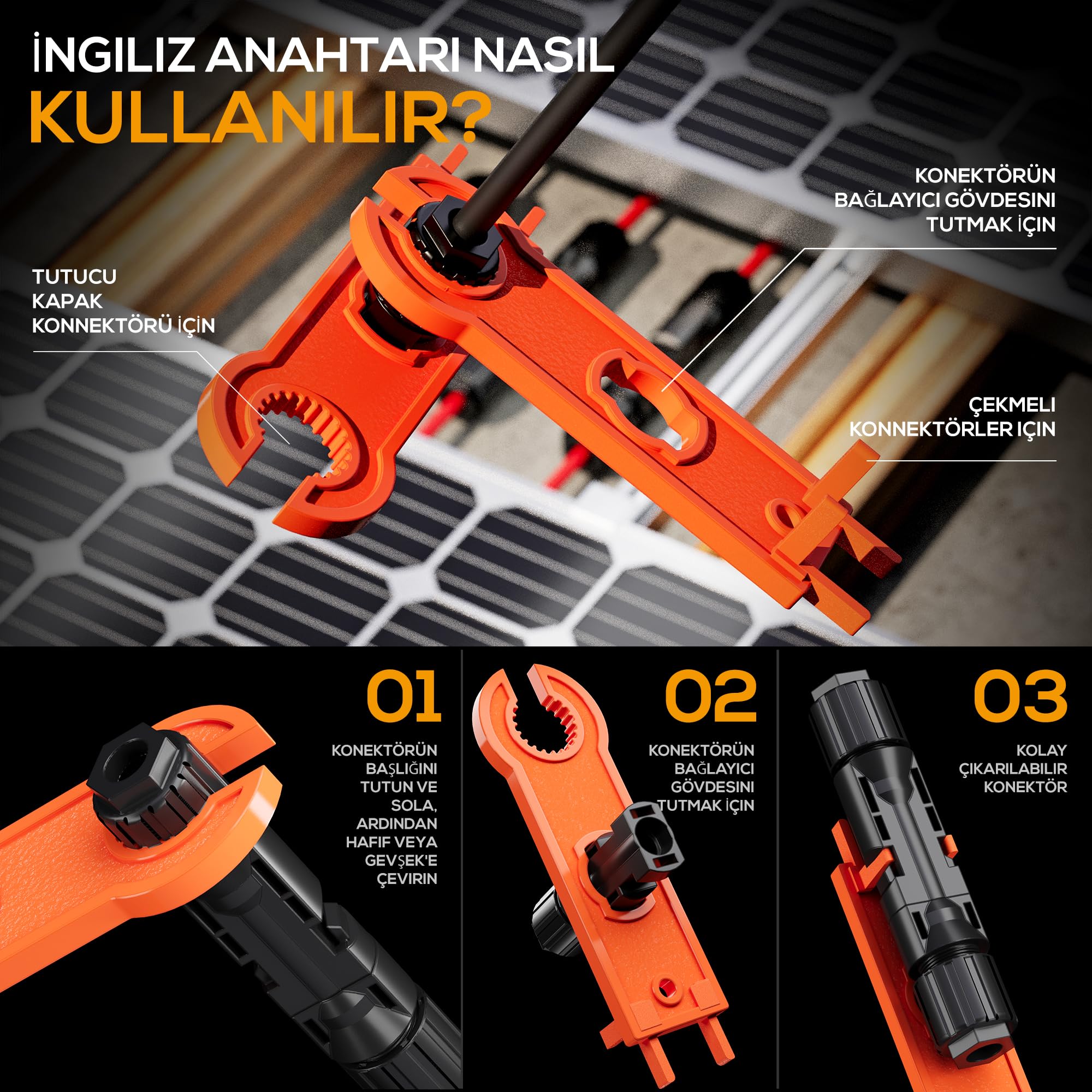 SOMELINE® Solar Connector Crimping Tool Kit - 14-10 AWG Solar Panel Cable Crimper with 12 Pairs MC4 Connectors, Wrench & Wire Stripper | Ideal for Solar Panel Installation, Maintenance & DIY Projects
