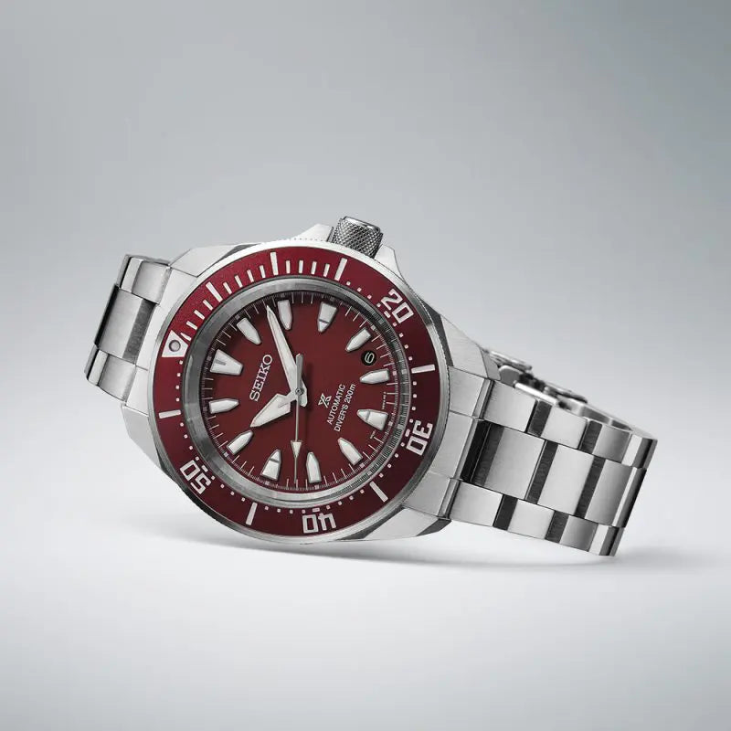 Seiko Prospex 4R Automatic Red Diver's Watch for Men - 200M Water Resistant, Stainless Steel, Unidirectional Rotating Bezel - Perfect for Scuba Diving, Snorkeling & Water Sports