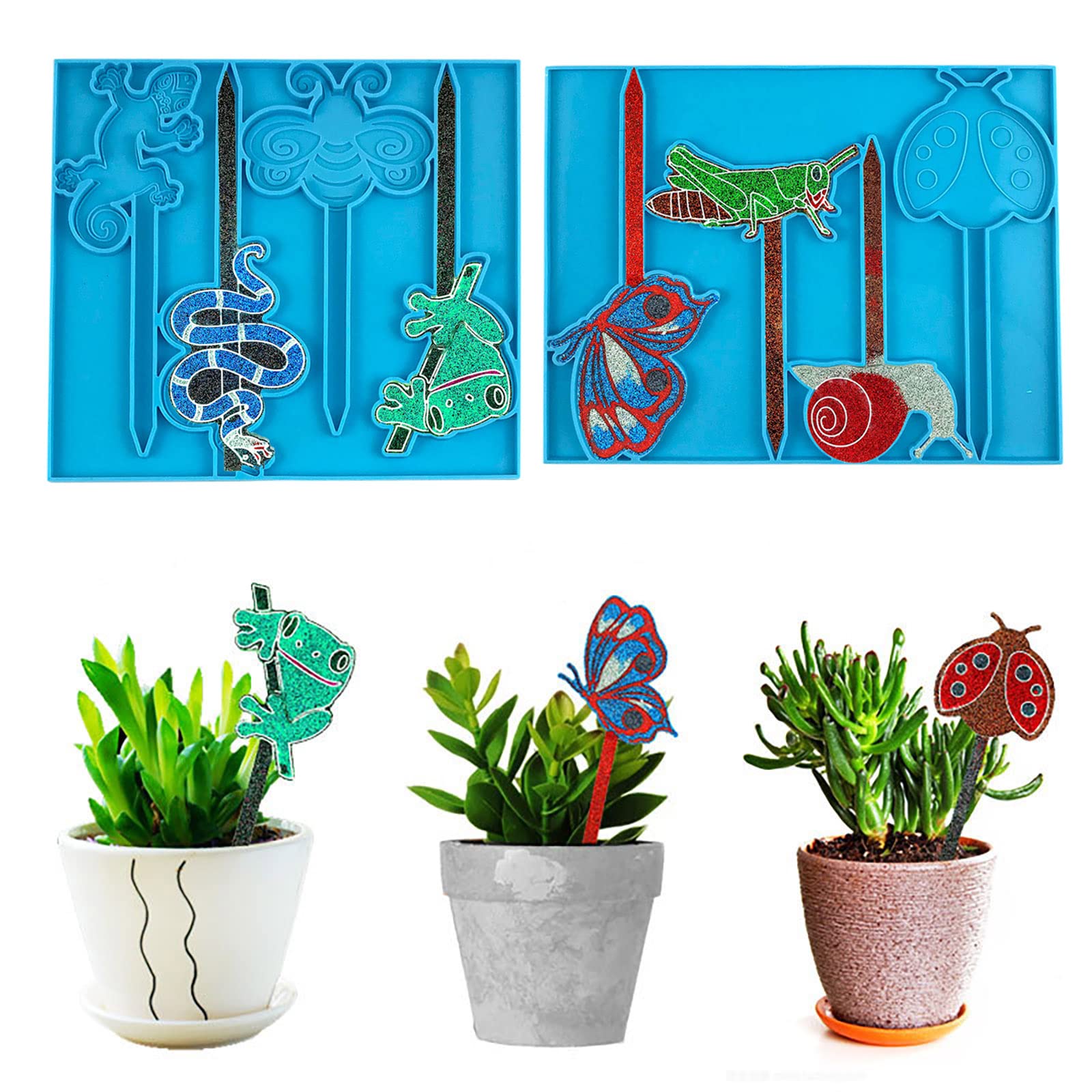 AZURAOKEY 2-Piece Garden Plant Label Silicone Molds for Epoxy Resin Casting - DIY Plant Marker Stakes, Nursery & Potted Plant Decoration - Perfect for Herb Gardens, Seed Starting & Outdoor Gardening Projects