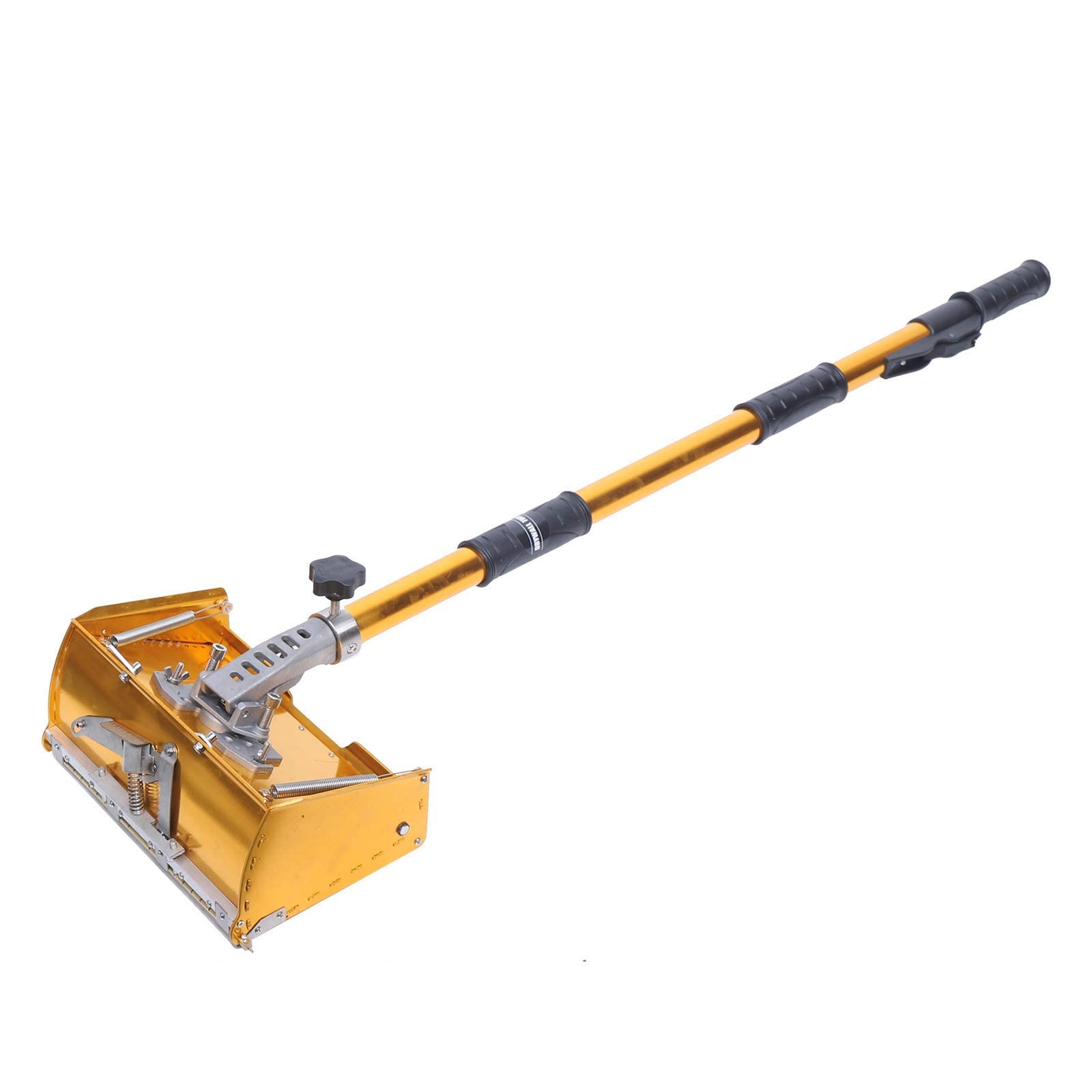 9.8'' Drywall Flat Finishing Box with 40''-63.8'' Adjustable Handle - High Capacity 120° Angle Mud Pan for Professional Drywall Finishing - Perfect for Wall Repair, Texture Application, and Joint Compound Work