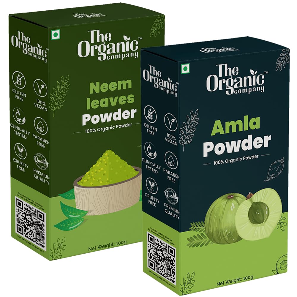 Organic 100% Pure Amla Powder for Hair Growth & Dandruff Control | Natural Neem Leaf Powder for Skin Whitening & Face Care | Edible Supplement for Diabetes | Perfect for Smoothies, Hair Masks & Skin Treatments