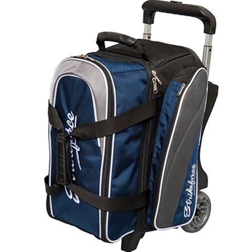 KR Strikeforce Apex Double Roller Navy Bowling Bag for Men & Women - Heavy Duty 2 Ball Bowling Tote with Shoulder Strap - Perfect for League Play, Tournaments & Practice Sessions