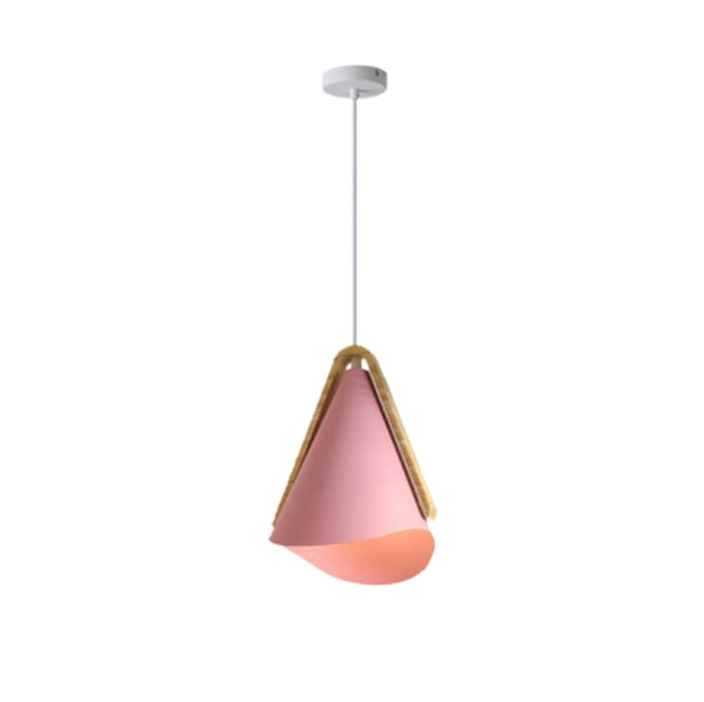 Nordic Style LED Chandelier - Adjustable Height Single Head Hanging Light, Wrought Iron Ceiling Pendant Lamp for Restaurant, Kitchen Island, Dining Room, Bedroom & Living Room Decoration (Pink)