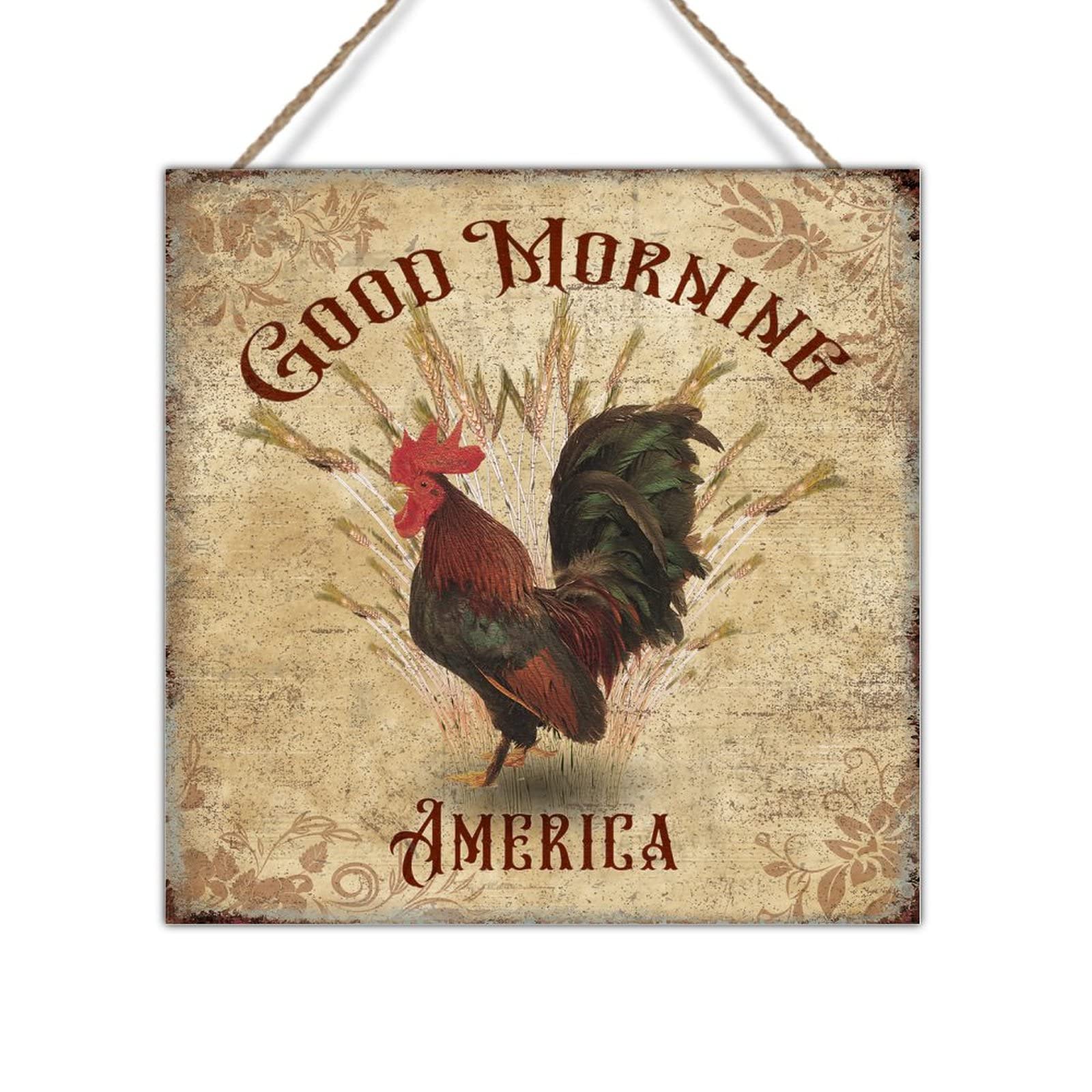 Vintage Rustic Rooster Wall Art - Farmhouse Decor for Home & Office