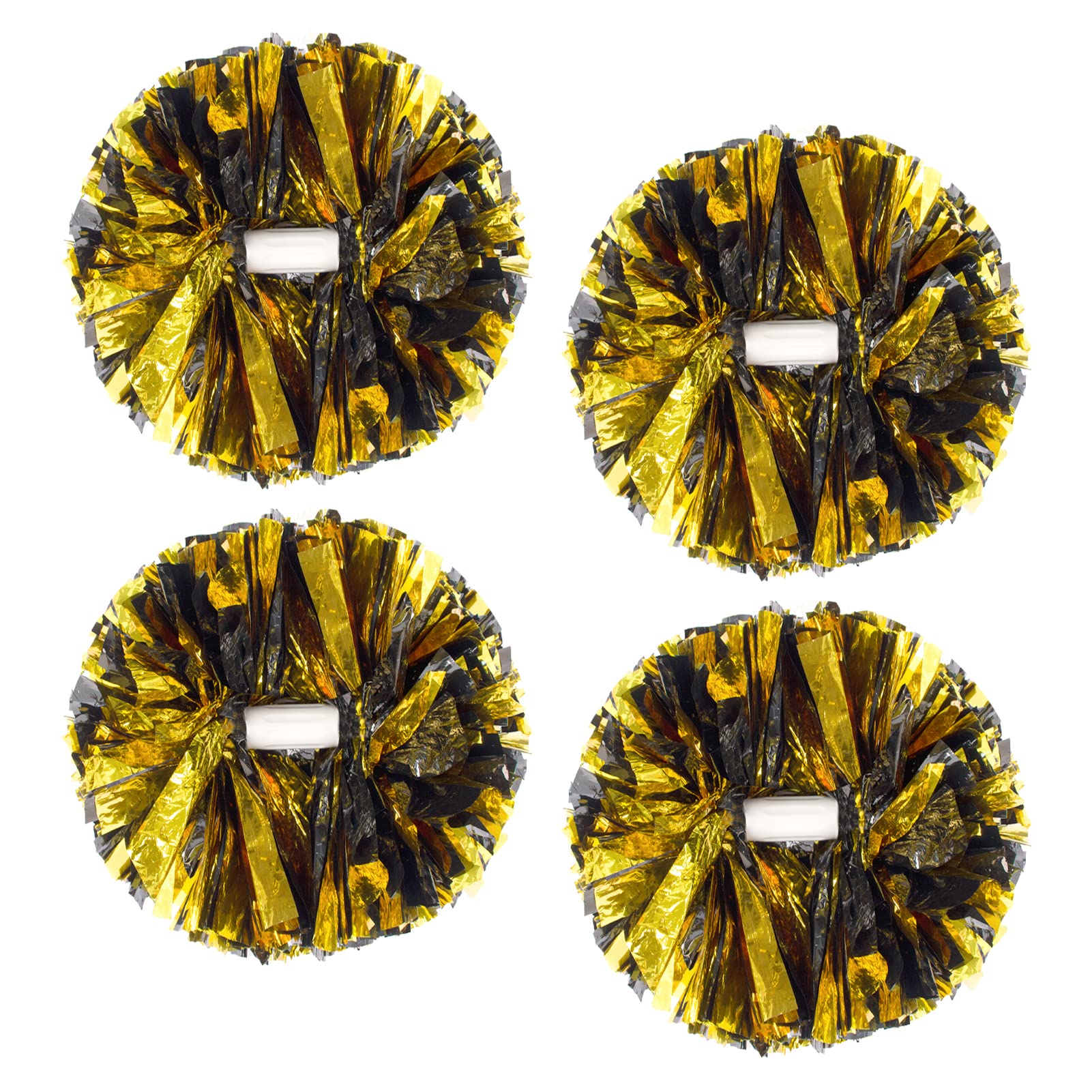 4Pcs Metallic Cheerleading Pom Poms for Kids - 2 Pair Glitter Cheerleader Pompoms for Boys & Girls, School Sports Games, Team Spirit, Cheerleading Squad Accessories - Perfect for Pep Rallies, Parades, and Dance Performances