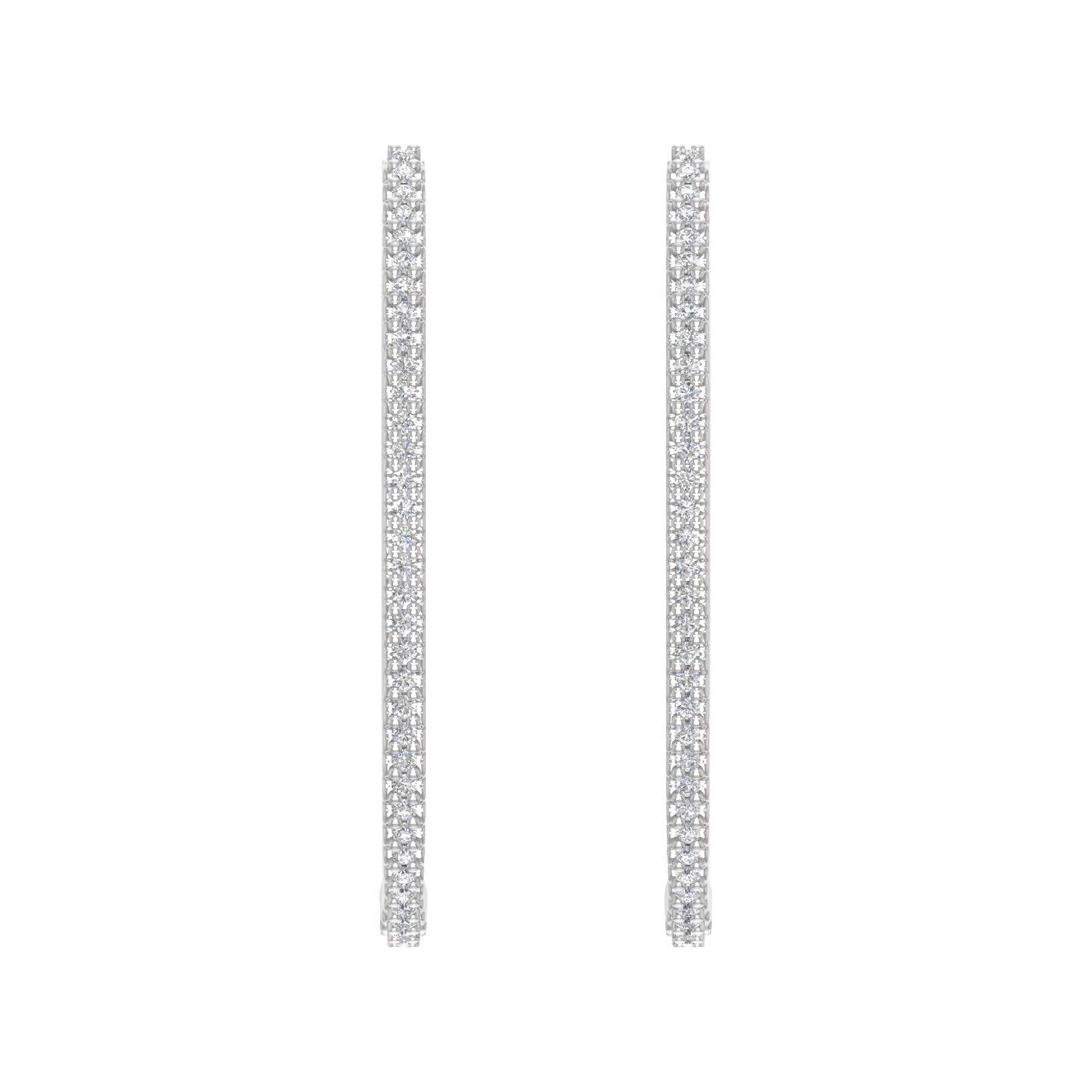 1/5 Carat Diamond Women's Hoop Earrings - 10K Gold or 950 Platinum - Elegant Everyday Jewelry for Work & Special Occasions