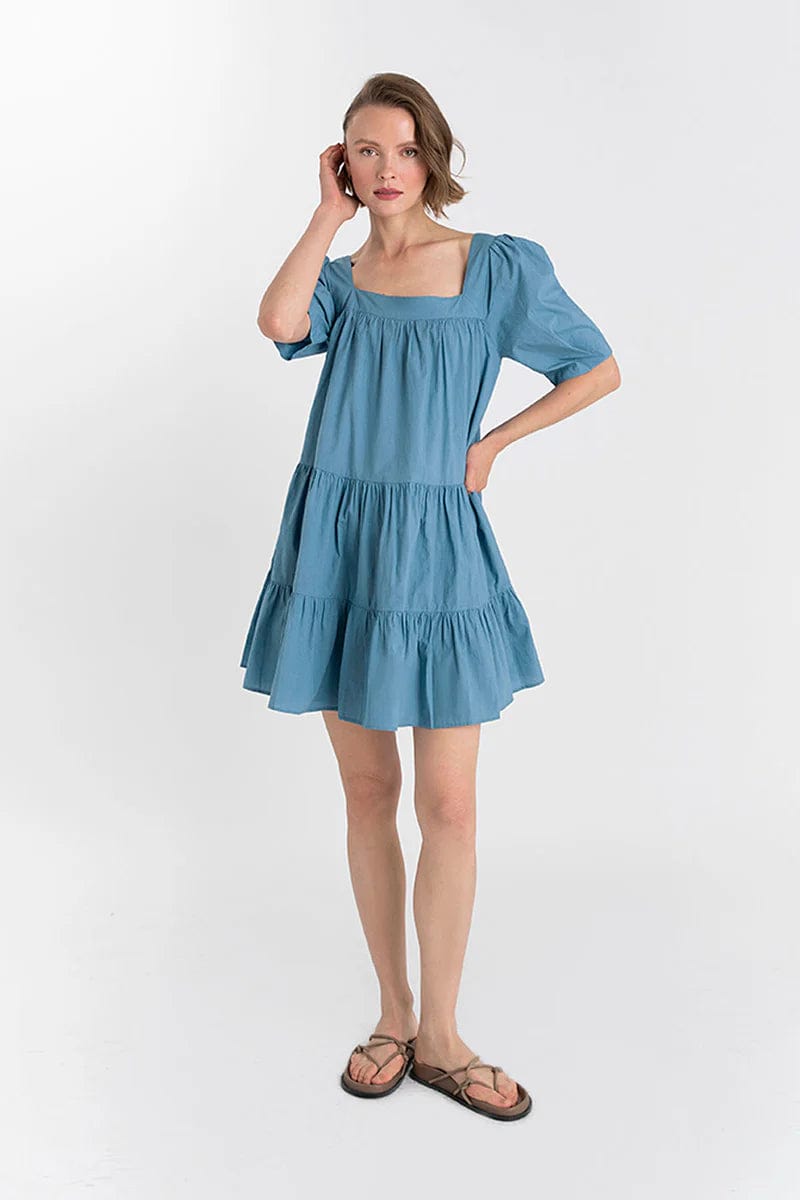 Mini Organic Cotton Poplin Square Neck Dress for Women - Breathable Summer Dress in Multiple Colors | Perfect for Beach Vacations, Brunch Dates & Casual Outings