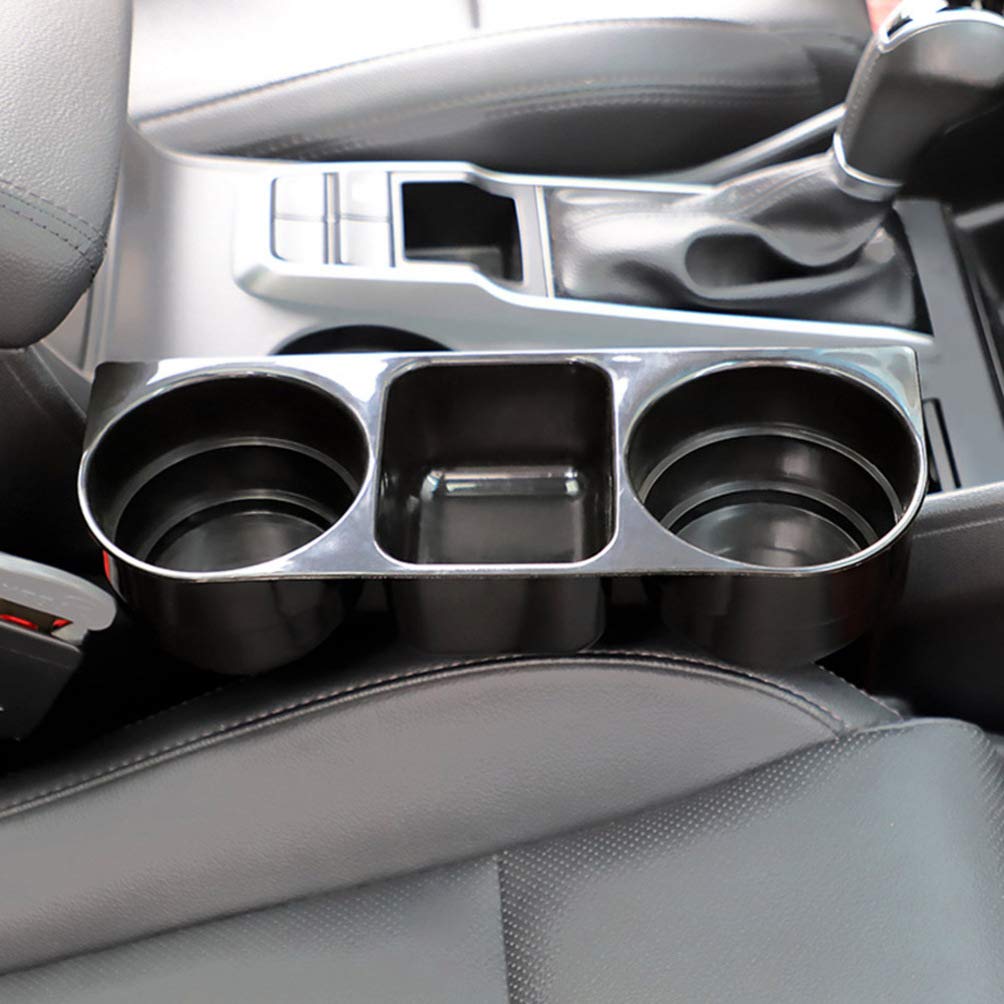Multi-Functional 3-in-1 Car Cup Holder Organizer - Front Seat Drink Bottle Stand with Phone Holder & Storage for Wallet, Keys, Coins (Black) | Perfect for Road Trips, Commuting & Daily Driving