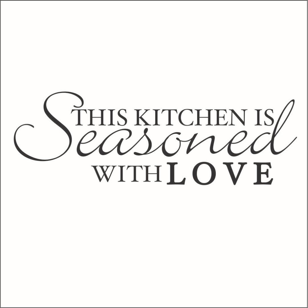 Omega This Kitchen is Seasoned with Love Vinyl Decal - Large Metallic Silver Wall Sticker for Home Decor, Kitchen, Dining Room, Office & Gifts