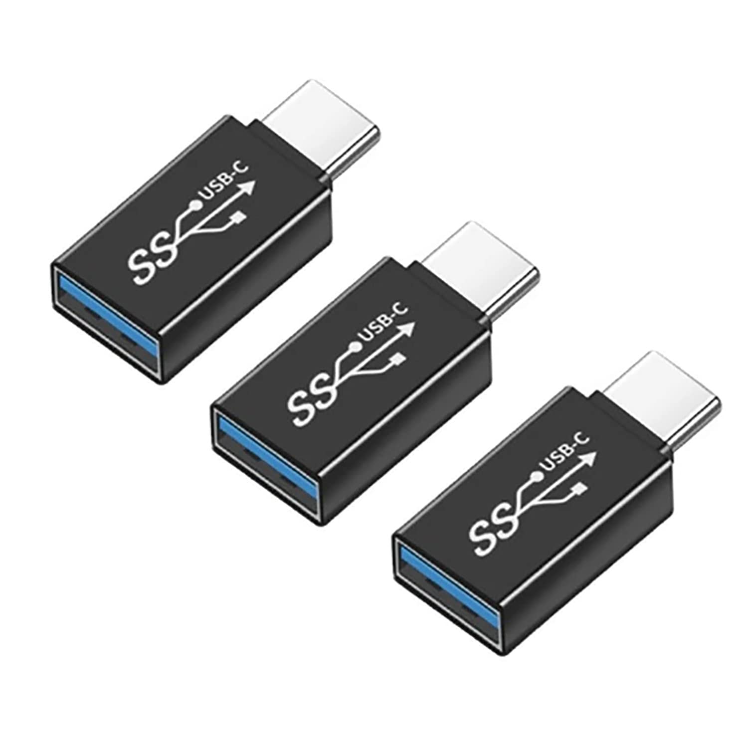 USB C to USB A Adapter 3 Pack - Type C Male to USB 3.0 Female OTG Converter - Compatible with MacBook, Samsung Galaxy, iPhone 15 - Perfect for Data Transfer & Charging