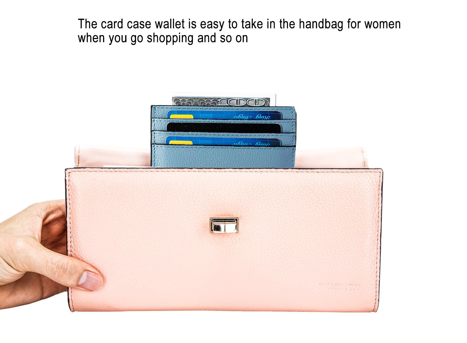 DONWORD RFID Blocking Slim Leather Card Holder Wallet - Minimalist Credit Card Case with Money Clip (Blue) | Perfect for Travel, Business & Everyday Use