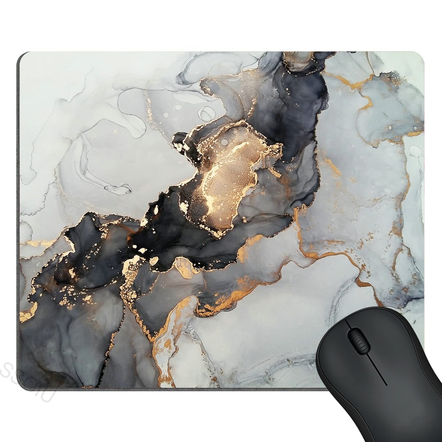 Premium Grey Marble Design Rectangular Mouse Pad - Non-Slip Rubber Base Office Mouse Mat (9.5