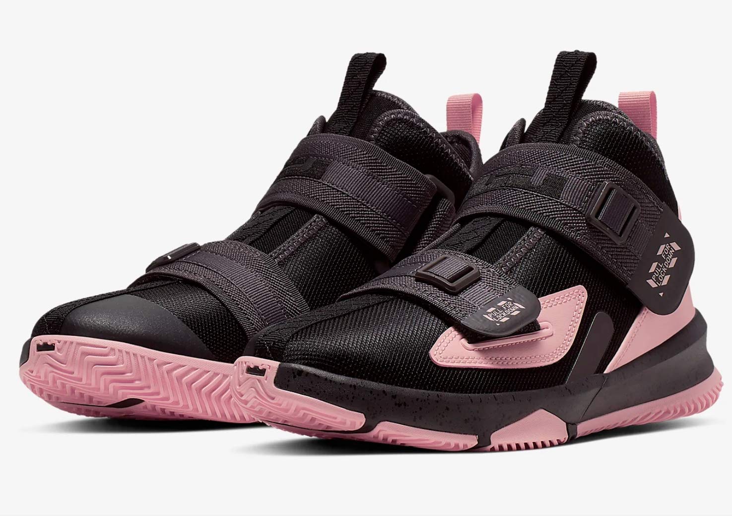 Nike Grade-School Lebron Soldier XIII Black/Black-Bleached Coral Basketball Sneakers Size 7 - Kids' Performance Shoes for Court Play & Street Style