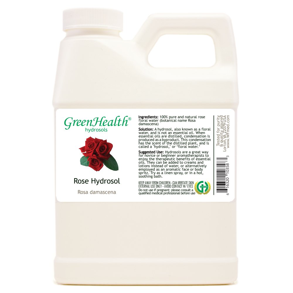 GreenHealth Organic Rose Flower Water - 16oz | Hydrating Facial Mist & Natural Skin Toner for Glowing Complexion | Perfect for Daily Skincare Routine, Makeup Setting & Aromatherapy