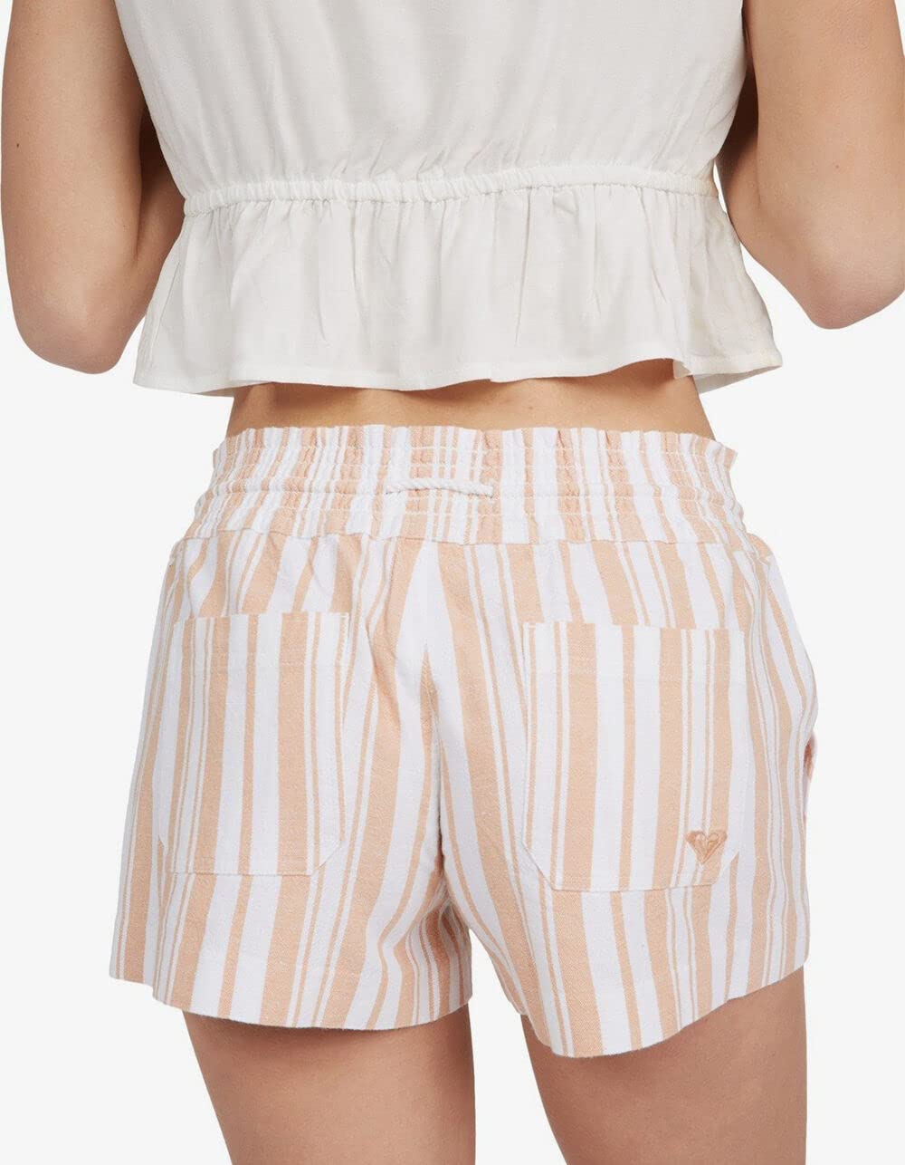 Roxy Women's Ocean Side Short - Comfortable Beach Shorts for Women, Quick-Dry Swim Shorts with Toast Paradise Stripes | Perfect for Surfing, Swimming & Summer Vacations