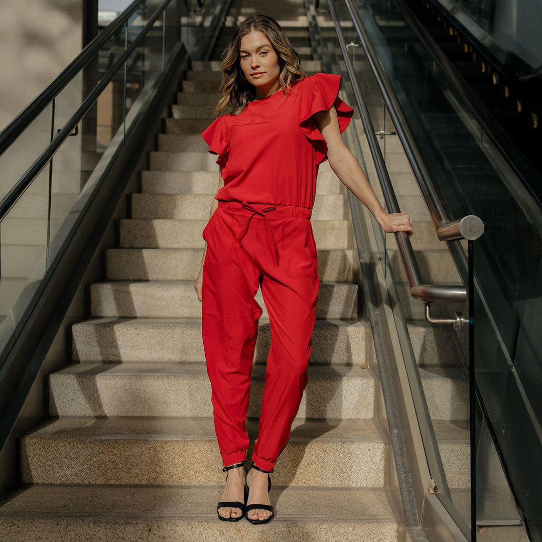 Crimson Jumpsuit for Women - Stylish & Comfortable One-Piece Outfit for Work, Casual Wear & Evening Events