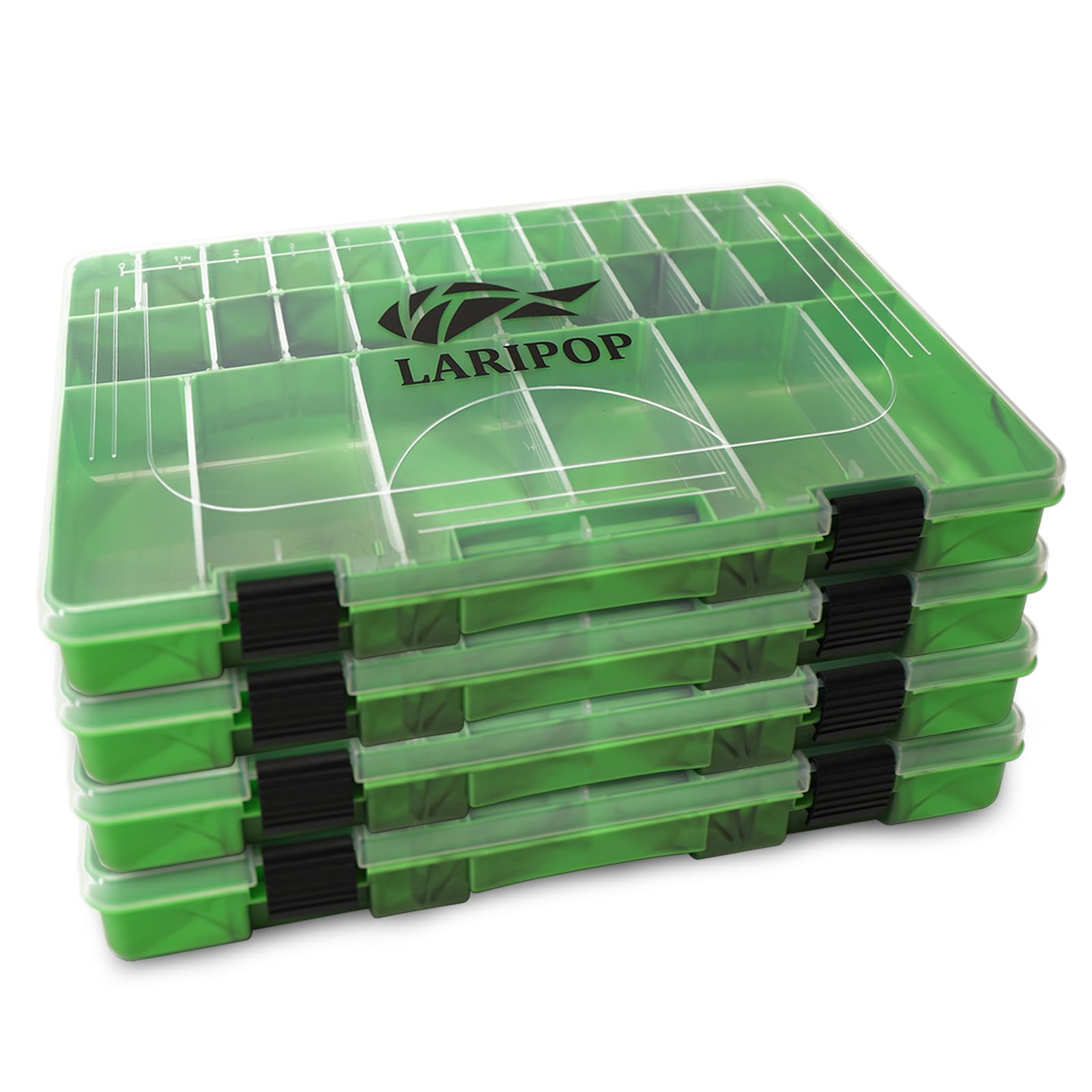 3700 Tackle Box - 4 Pack Clear Plastic Fishing Tackle Organizer with Removable Dividers | Waterproof Lure Storage Box for Bass Fishing, Fly Fishing & Boat Fishing Gear Organization