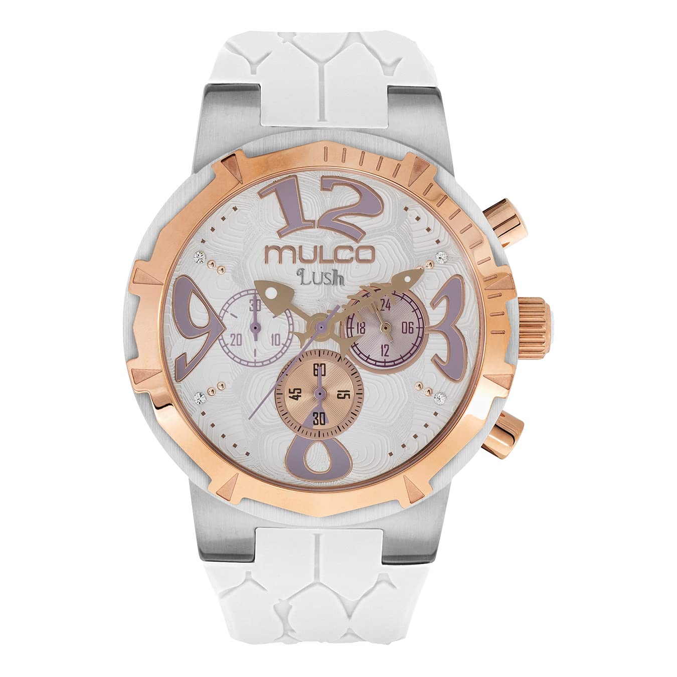 Luxury MULCO Lush Women's Stainless Steel Watch with Swarovski Crystals - Quartz Analog Multifunctional Movement, Silicone Strap, Scratch-Resistant Mineral Glass & Water Resistant - Perfect for Everyday Wear, Office & Special Occasions