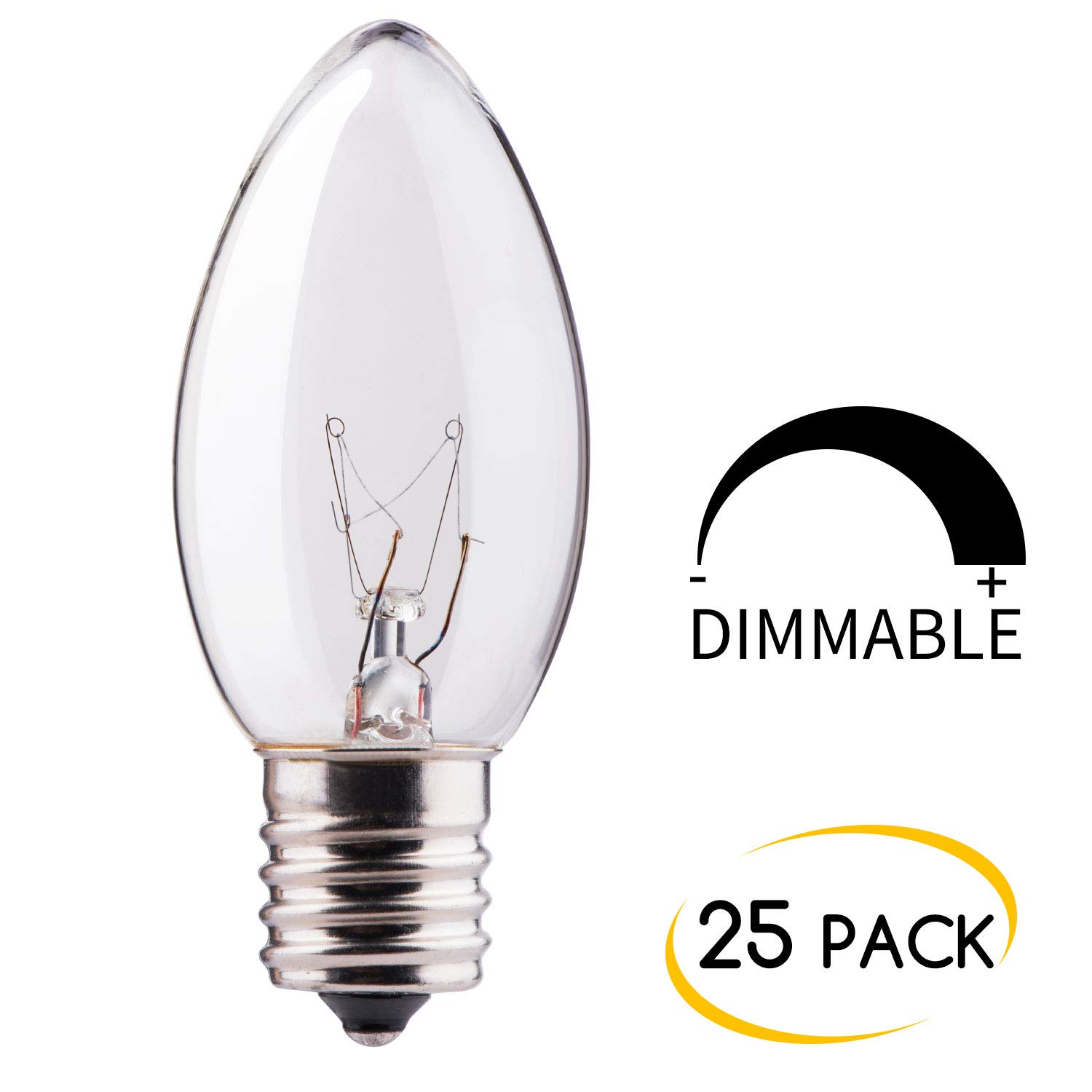 50 Pack C9 Clear Replacement Bulbs for Christmas Lights - E17 Intermediate Base, 7W Warm White Incandescent Bulbs - Perfect for Holiday Decorations, Tree Lighting, and Outdoor Displays