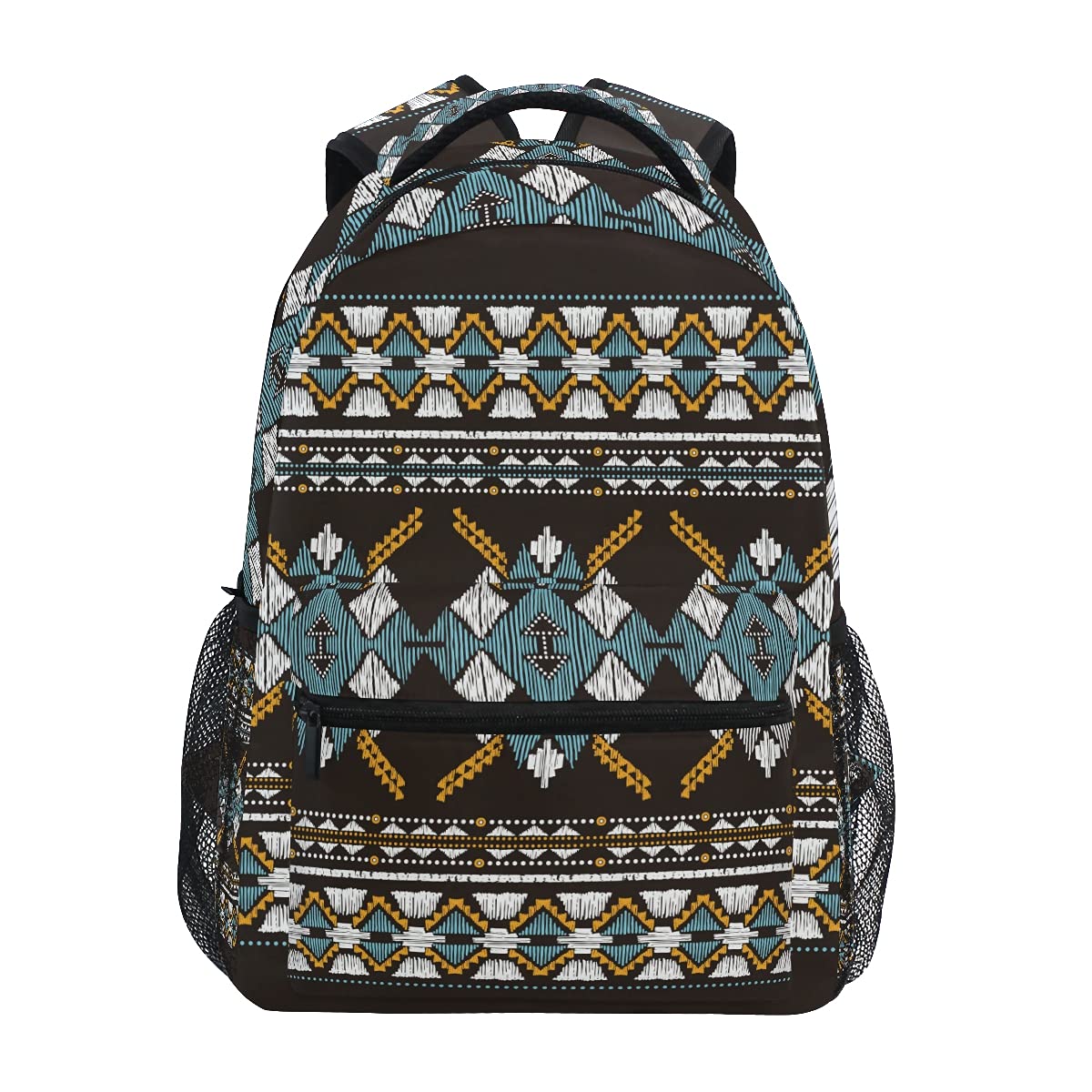 Black Tribal Aztec Geometric Print Backpack for Girls & Boys - Durable School Bookbag for Elementary & Teens, Travel Laptop Daypack - Perfect for School, College, Work & Outdoor Adventures
