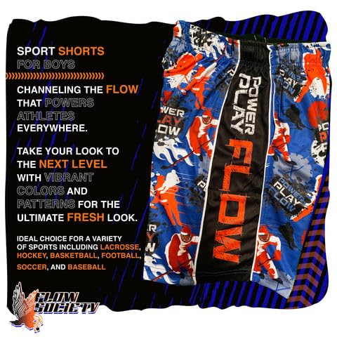 Flow Society Boys' LA Athletic Shorts - Lightweight Breathable Running Basketball Workout Shorts for Active Kids - Perfect for Sports, Gym & Summer Play