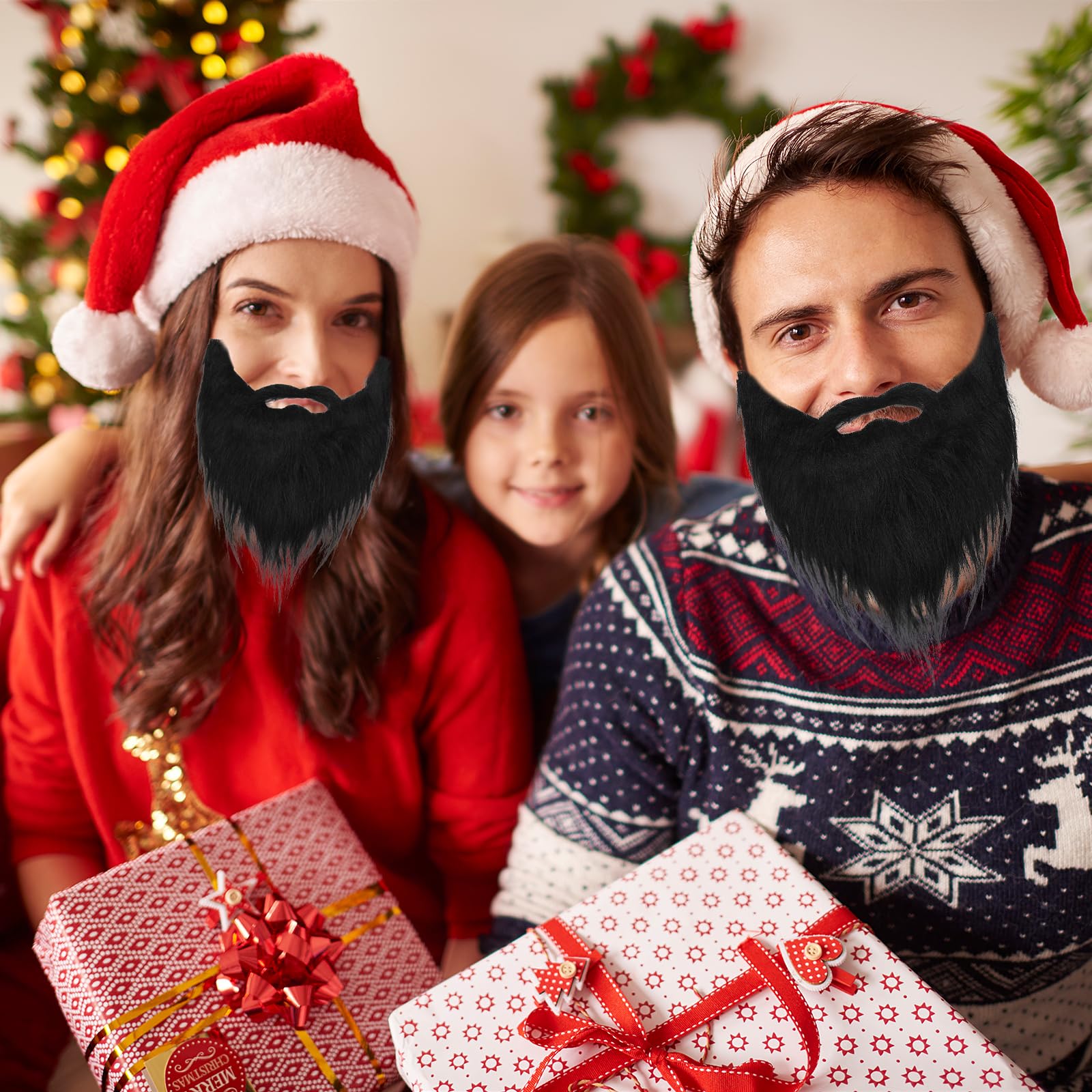 Yolev Fake Beards & Mustaches - Black Costume Facial Hair for Adults | Halloween, Christmas, Cosplay & Party Accessories | Perfect for Costume Parties, Themed Events & Funny Photo Props