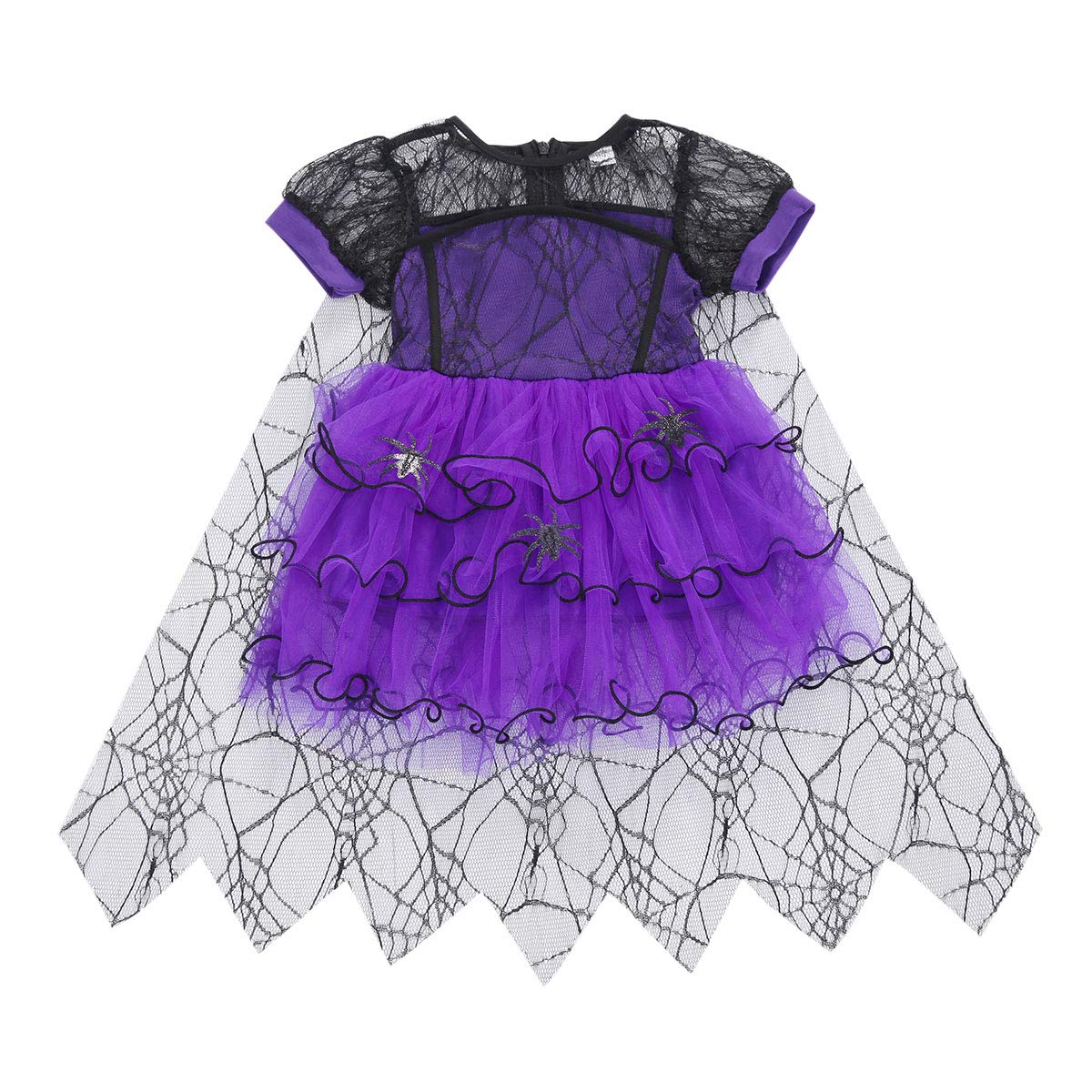 Spider Halloween Costume for Toddler Girls - Short Sleeve Witch Dress with Mesh Tutu Skirt | Halloween Party, Trick or Treating, Photo Shoot, Cosplay Outfit