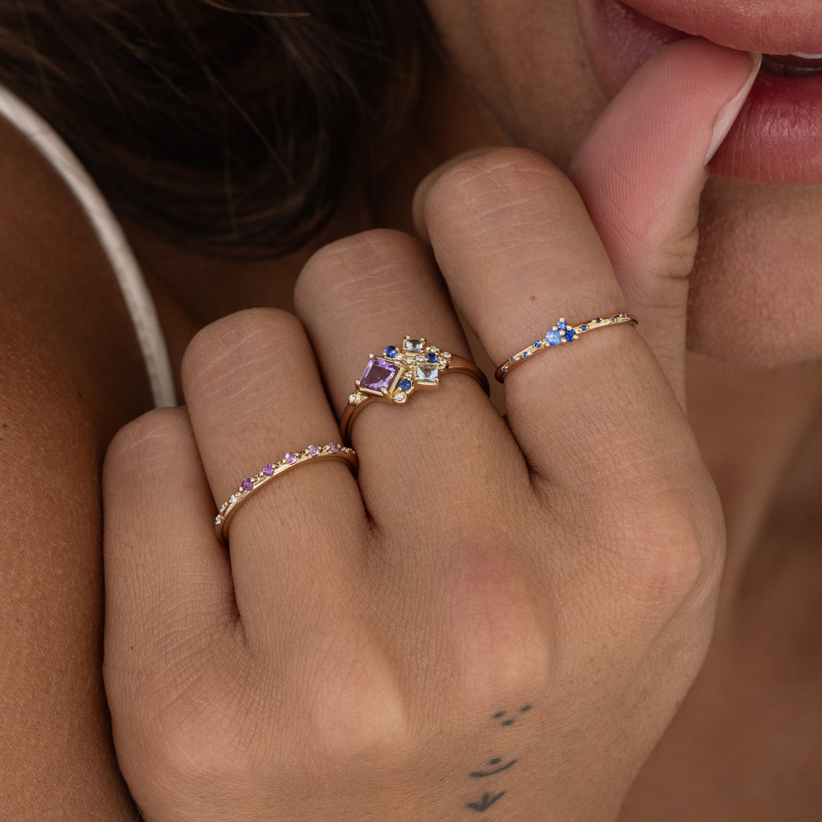Lavender Nebula Ring for Women - Dainty Purple Galaxy Jewelry - Perfect for Date Night & Boho Fashion